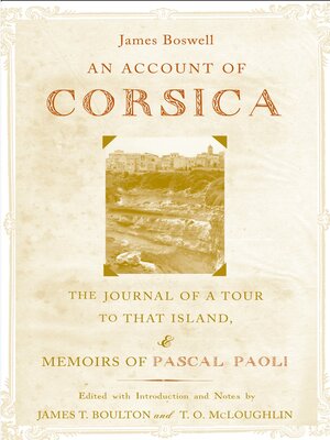 cover image of An Account of Corsica, the Journal of a Tour to That Island; and Memoirs of Pascal Paoli